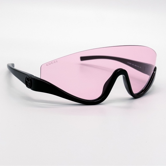 NEW GUCCI GG1650S 002 SHIELD BLACK PINK WOMEN SUNGLASSES GUCCI EYEWEAR - Picture 7 of 13